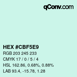 Color code: HEX #CBF5E9 | qconv.com
