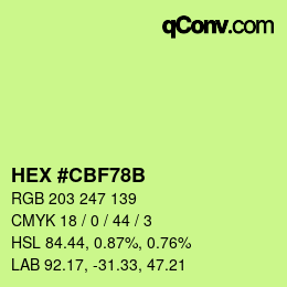 Color code: HEX #CBF78B | qconv.com