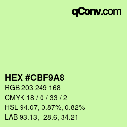 Color code: HEX #CBF9A8 | qconv.com
