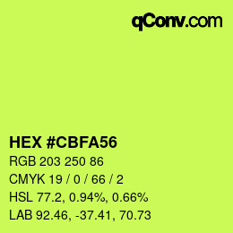 カラーコード: HEX #CBFA56 | qconv.com