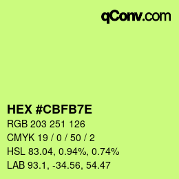Color code: HEX #CBFB7E | qconv.com