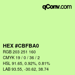 Color code: HEX #CBFBA0 | qconv.com