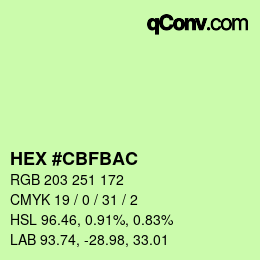 Farbcode: HEX #CBFBAC | qconv.com