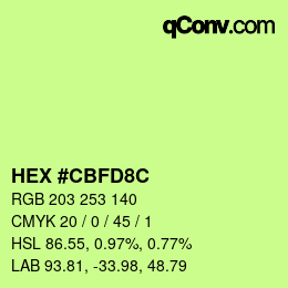 Color code: HEX #CBFD8C | qconv.com