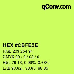 Color code: HEX #CBFE5E | qconv.com