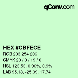 カラーコード: HEX #CBFECE | qconv.com
