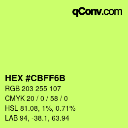 Color code: HEX #CBFF6B | qconv.com