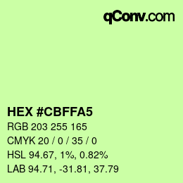 Farbcode: HEX #CBFFA5 | qconv.com