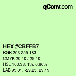 Color code: HEX #CBFFB7 | qconv.com