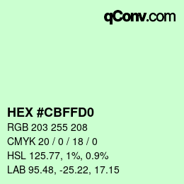 Color code: HEX #CBFFD0 | qconv.com