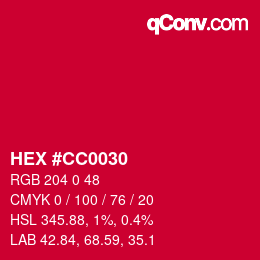 Color code: HEX #CC0030 | qconv.com