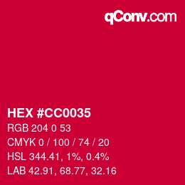 Color code: HEX #CC0035 | qconv.com