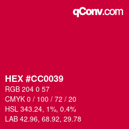 Color code: HEX #CC0039 | qconv.com