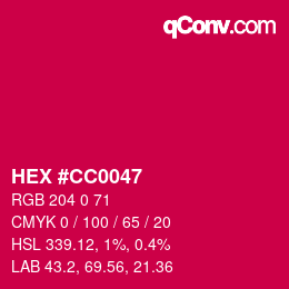 Color code: HEX #CC0047 | qconv.com