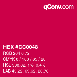 颜色代码: HEX #CC0048 | qconv.com