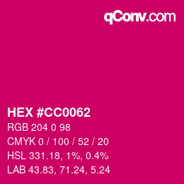 Color code: HEX #CC0062 | qconv.com