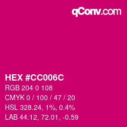 颜色代码: HEX #CC006C | qconv.com