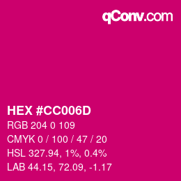颜色代码: HEX #CC006D | qconv.com