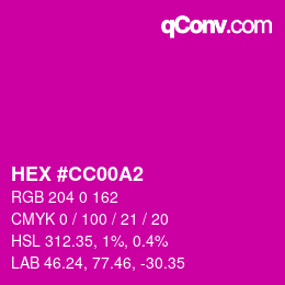 Color code: HEX #CC00A2 | qconv.com