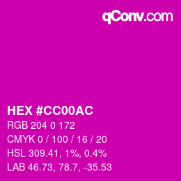 Color code: HEX #CC00AC | qconv.com