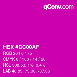 颜色代码: HEX #CC00AF | qconv.com