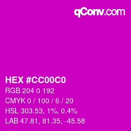 Color code: HEX #CC00C0 | qconv.com