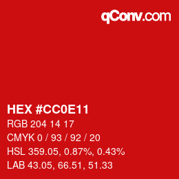 Color code: HEX #CC0E11 | qconv.com