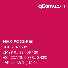 颜色代码: HEX #CC0F55 | qconv.com