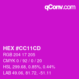 カラーコード: HEX #CC11CD | qconv.com