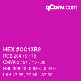 Color code: HEX #CC13B2 | qconv.com