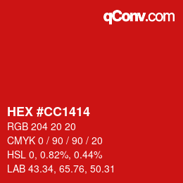 Color code: HEX #CC1414 | qconv.com