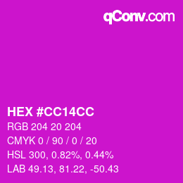 Color code: HEX #CC14CC | qconv.com