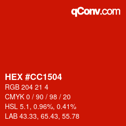 Color code: HEX #CC1504 | qconv.com
