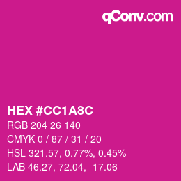Color code: HEX #CC1A8C | qconv.com