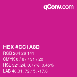 颜色代码: HEX #CC1A8D | qconv.com