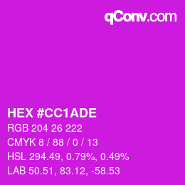 Color code: HEX #CC1ADE | qconv.com