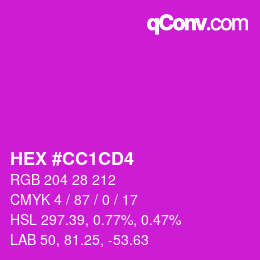 Color code: HEX #CC1CD4 | qconv.com