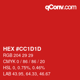 Color code: HEX #CC1D1D | qconv.com