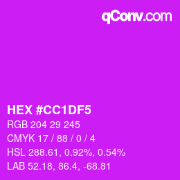 カラーコード: HEX #CC1DF5 | qconv.com