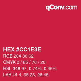Color code: HEX #CC1E3E | qconv.com