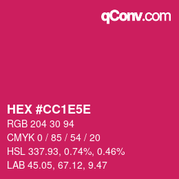 Color code: HEX #CC1E5E | qconv.com