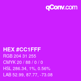 Color code: HEX #CC1FFF | qconv.com