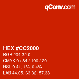Color code: HEX #CC2000 | qconv.com