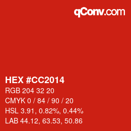 Color code: HEX #CC2014 | qconv.com