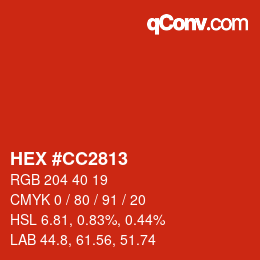 Código de color: HEX #CC2813 | qconv.com