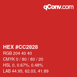 カラーコード: HEX #CC2828 | qconv.com