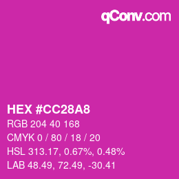 Color code: HEX #CC28A8 | qconv.com