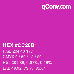 Color code: HEX #CC28B1 | qconv.com