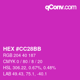 Color code: HEX #CC28BB | qconv.com
