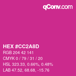 颜色代码: HEX #CC2A8D | qconv.com